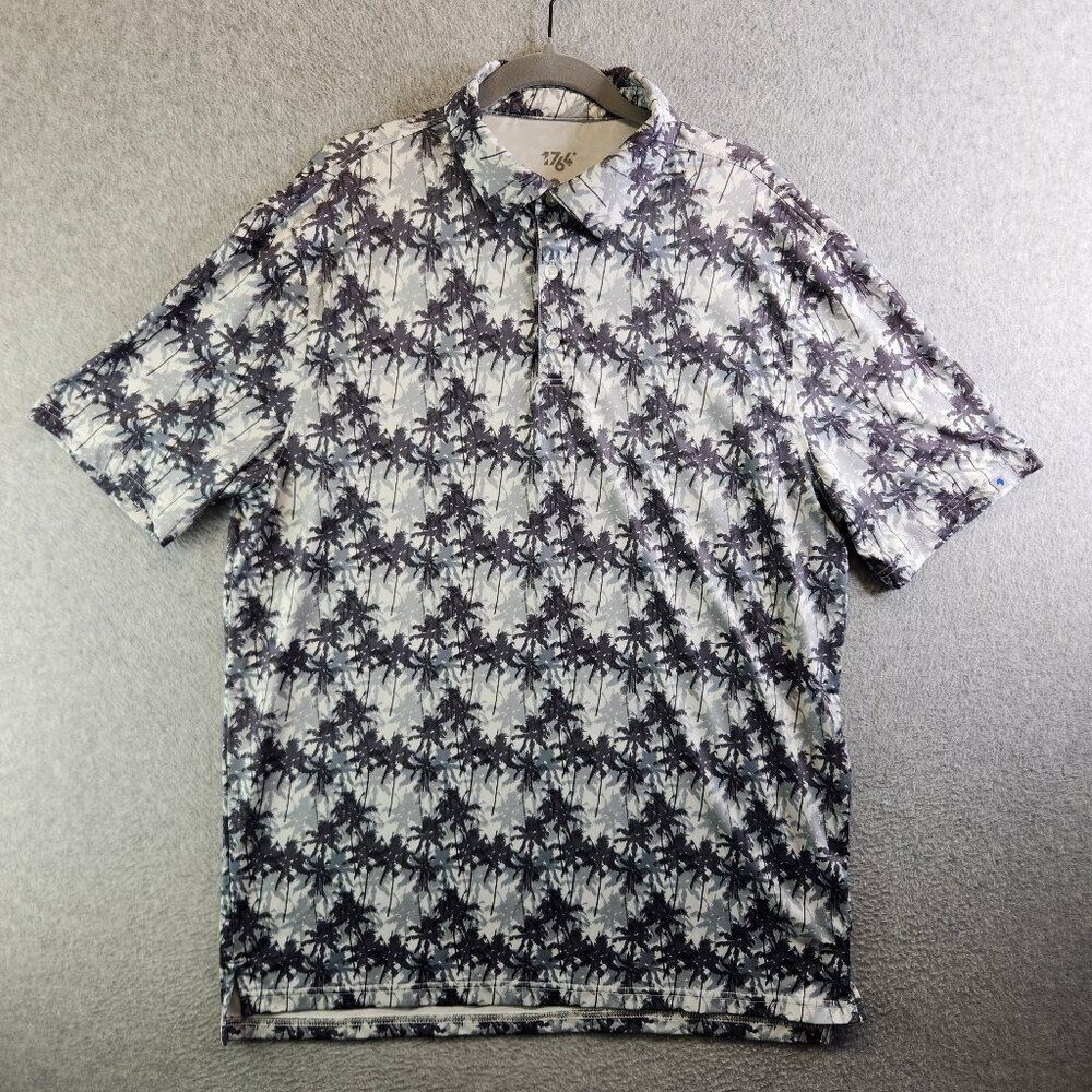 1764 Golf Polo Shirt Mens Large Gray Palm Trees Performance Party Cabana